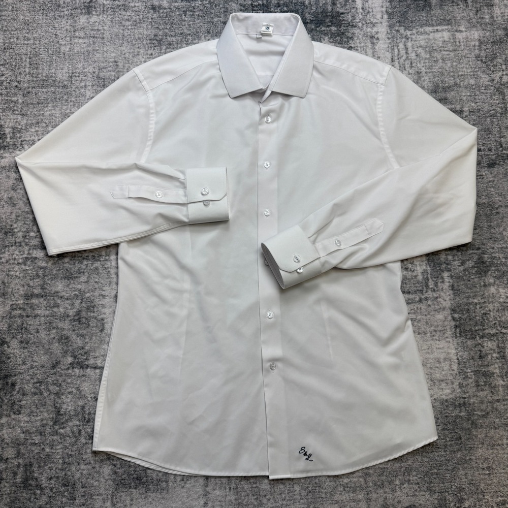 State & Liberty Shirt Mens XL Solid White Athletic Fit Performance Commute Dress